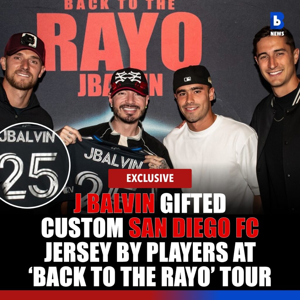 J BALVIN GIFTED CUSTOM SAN DIEGO FC JERSEY BY PLAYERS AT ‘BACK TO THE RAYO’ TOUR