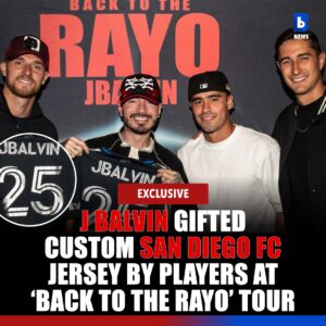 J BALVIN GIFTED CUSTOM SAN DIEGO FC JERSEY BY PLAYERS AT ‘BACK TO THE RAYO’ TOUR